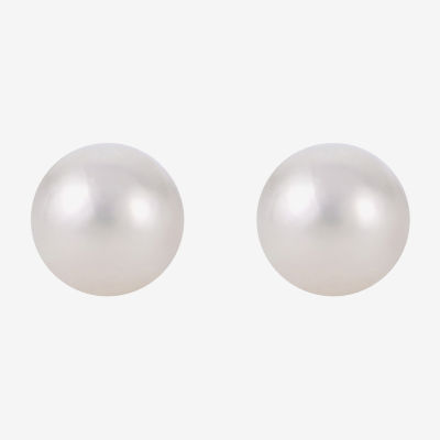 White Cultured Freshwater Pearl Sterling Silver 10mm Stud Earrings