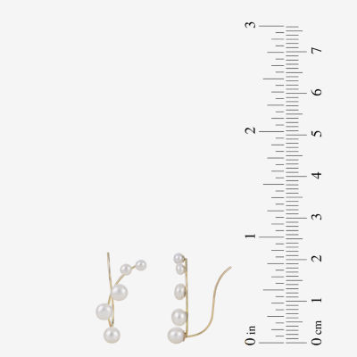 Cultured Freshwater Pearl and 14K Yellow Gold Crawler Earrings