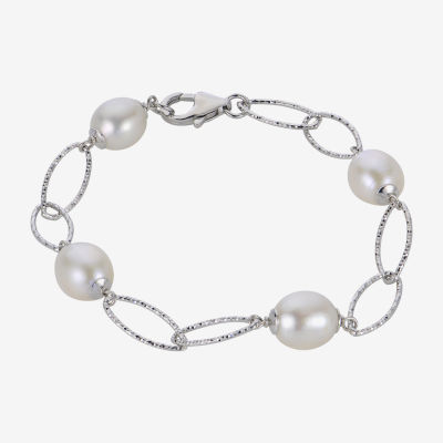 8.5-9Mm Cultured Freshwater Pearl Sterling Silver Bracelet