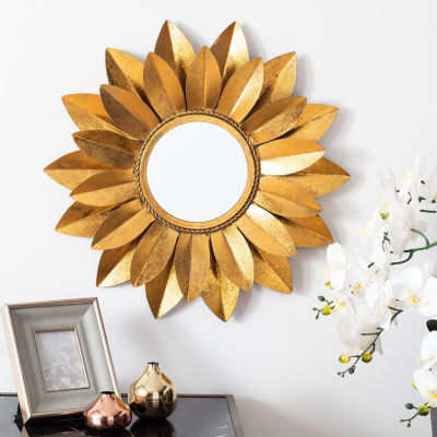 Safavieh 22" X 22" Gold Larcen Wall Mount Sunburst Wall Mirror