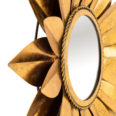 Safavieh 22" X 22" Gold Larcen Wall Mount Sunburst Wall Mirror