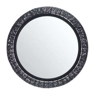 Safavieh 21.5" X 21.5" Black  Iona Wall Mount Round Wall Mirror