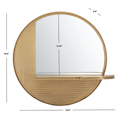 Safavieh 24" X 24" Gold Maileen Wall Mount Round Wall Mirror