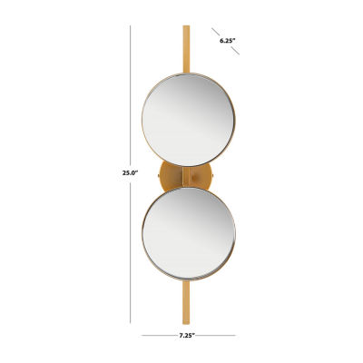 Safavieh 7.25" X 25" Gold Ileva Wall Mount Round Wall Mirror