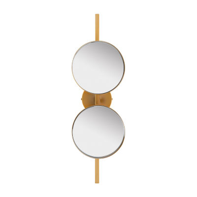 Safavieh 7.25" X 25" Gold Ileva Wall Mount Round Wall Mirror