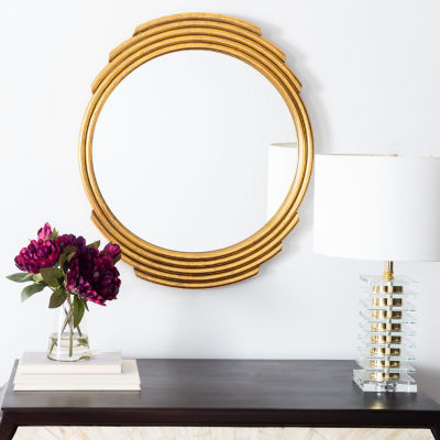 Safavieh 24" X 28.5" Gold Rossi Wall Mount Round Wall Mirror