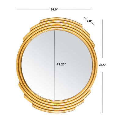 Safavieh 24" X 28.5" Gold Rossi Wall Mount Round Wall Mirror