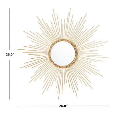 Safavieh 26" X 26" Gold Sunburst Nahia Wall Mount Sunburst Wall Mirror