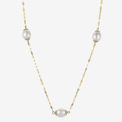 Womens Cultured Freshwater Pearl 14K Gold Pendant Necklace