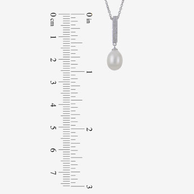 8.5-9Mm Cultured Freshwater Pearl And Diamond Accent Sterling Silver Pendant