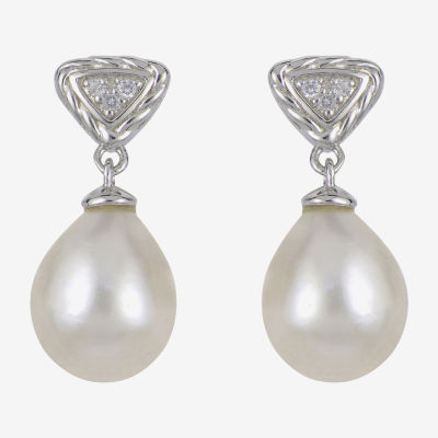 Cultured Freshwater Pearl Sterling Silver Drop Earrings