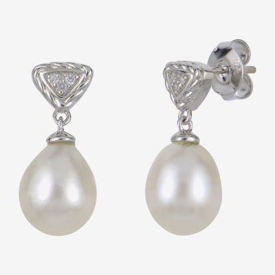 Cultured Freshwater Pearl Sterling Silver Drop Earrings