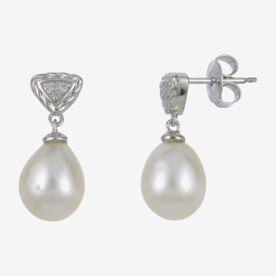 Cultured Freshwater Pearl Sterling Silver Drop Earrings