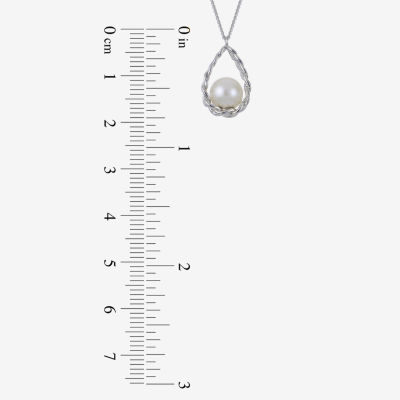 Womens White Cultured Freshwater Pearl Sterling Silver Pendant Necklace