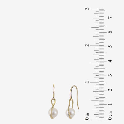 White Cultured Freshwater Pearl 14K Gold Drop Earrings