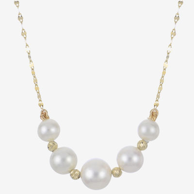 Womens Cultured Freshwater Pearl 14K Gold Strand Necklace