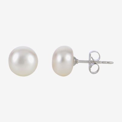 White Cultured Freshwater Pearl Sterling Silver 3 Pair Earring Set