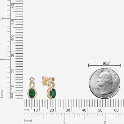 1/ CT. T.W. Genuine Green Emerald 10K Gold Drop Earrings