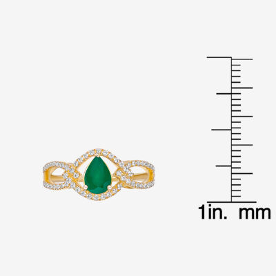 Womens 1/ CT. T.W. Genuine Green Emerald 10K Gold Cocktail Ring
