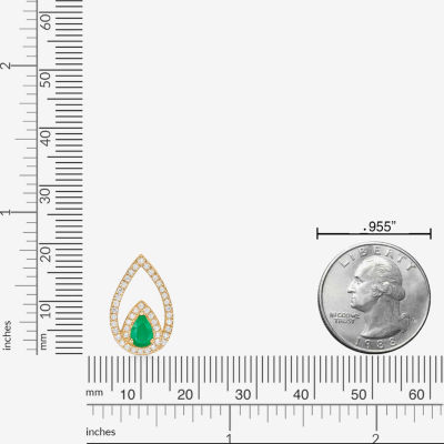Womens 1/ CT. T.W. Genuine Green Emerald 10K Gold Pendant Necklaces