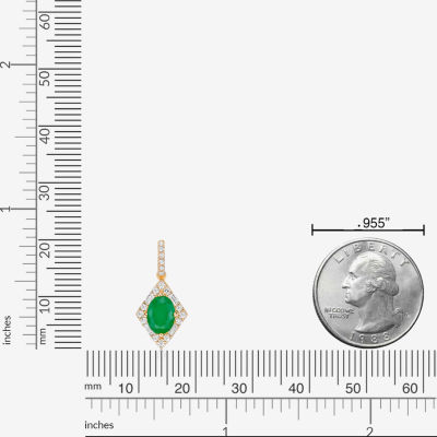 Womens 1/5 CT. Genuine Green Emerald 10K Gold 18 Inch Pendant Necklace