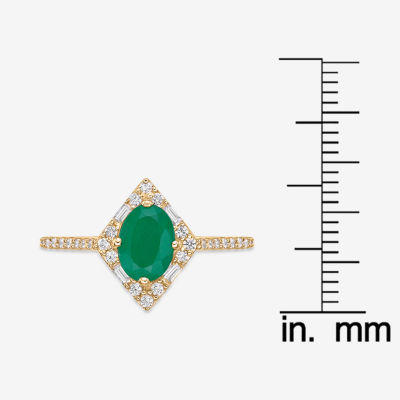 Womens 1/ CT. T.W. Genuine Green Emerald 10K Gold Cocktail Ring