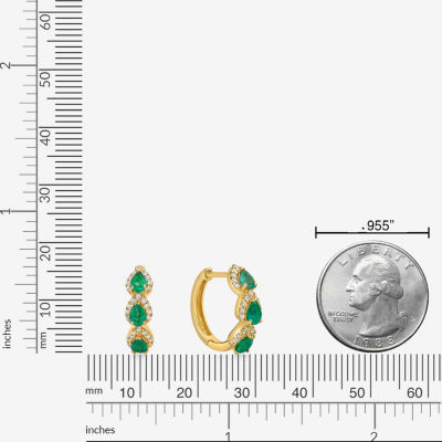 Womens 1/4 CT. T.W. Genuine Green Emerald 10K Gold 15.5mm Hoop Earrings