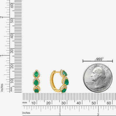 1/4 CT. T.W. Genuine Green Emerald 10K Gold 15.5mm Hoop Earrings