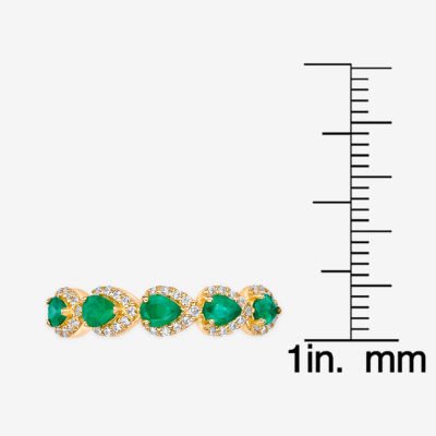 Womens 1/5 CT. Genuine Green Emerald 10K Gold Band