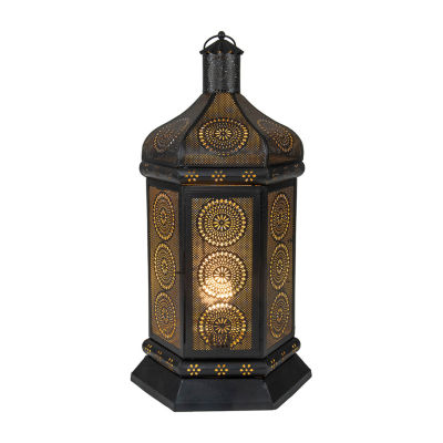 21.5'' Black and Gold Moroccan Style Lantern Table Lamp