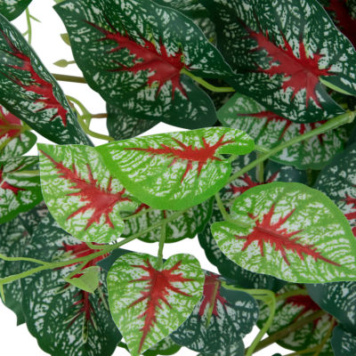 39.5'' Green and Red Artificial Caladium Floral Hanging Bush