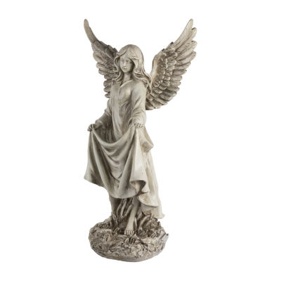 23.25'' Ivory Standing Religious Angel Outdoor Garden Bird Bath or Feeder Statue