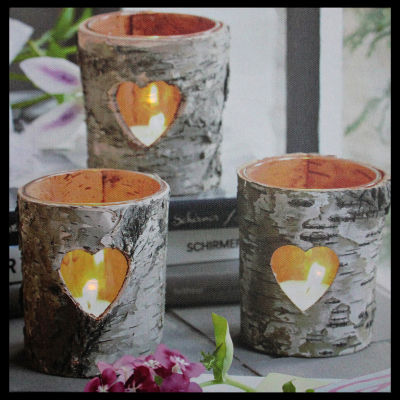 12'' Gray and White LED Lighted Flickering Rustic Birch Candles Canvas Wall Art