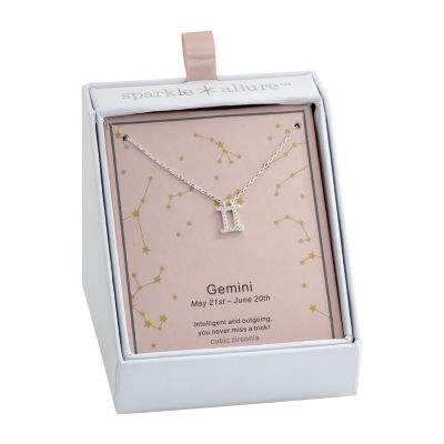 Sparkle Allure Zodiac Womens Cubic Zirconia Pure Silver Over Brass 16 Inch Pendant Necklace