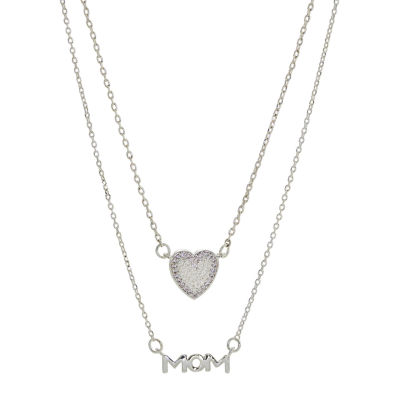Sparkle Allure Womens Cubic Zirconia Heart 2-pc. Necklace Set