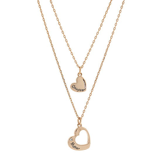 Sparkle Allure You & Me 2-pc. Cubic Zirconia 18K Rose Gold Over Brass 16 Inch Link Heart Necklace Set