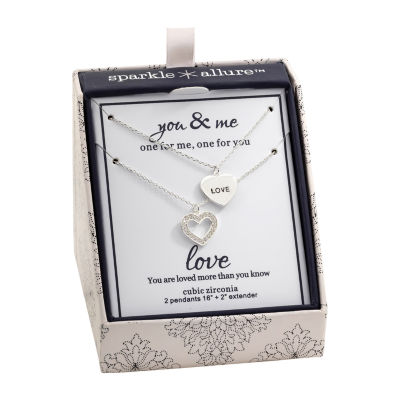 Sparkle Allure Womens Cubic Zirconia Heart 2-pc. Necklace Set