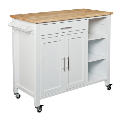 Dajwol WoodTop Kitchen Island, Color White Natural JCPenney