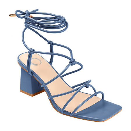 Journee Collection Womens Harpr Open Toe Block Heel Pumps, 7 Medium, Blue