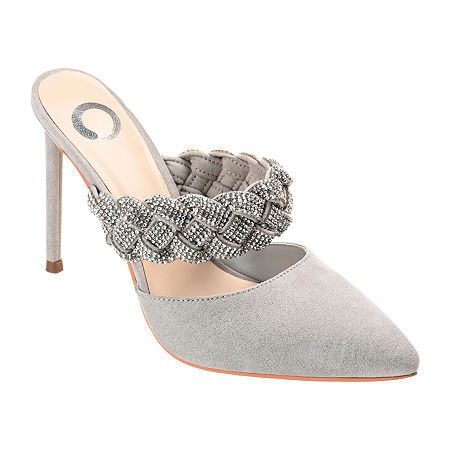 Journee Collection Hazzl Womens Pointed Stiletto Heel Pumps In Gray