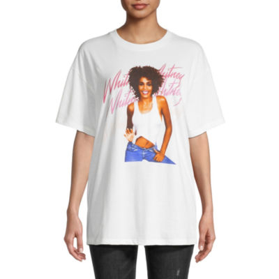 Whitney Houston Juniors Womens Oversized Graphic T-Shirt