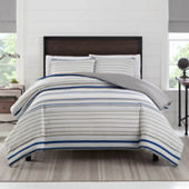 IZOD Kingsley Stripe Reversible Comforter Set, Color: Beige - JCPenney