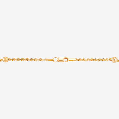 10K Gold 7.5 Inch Hollow Rope Heart Link Bracelet