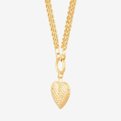 Womens 10K Gold Heart Pendant Necklace