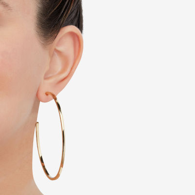 14K Gold 70mm Hoop Earrings