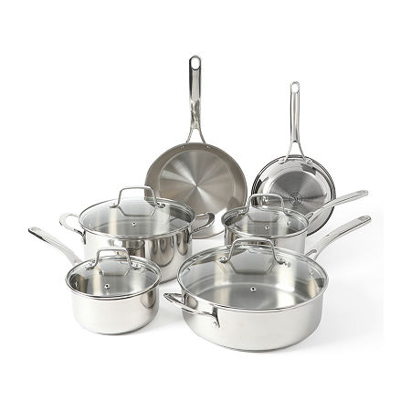 Martha Stewart Castelle Stainless Steel 10-pc. Cookware Set, One Size, Stainless Steel