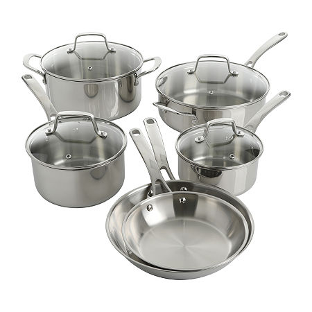 Martha Stewart Castelle Stainless Steel 10-pc. Cookware Set, One Size, Stainless Steel