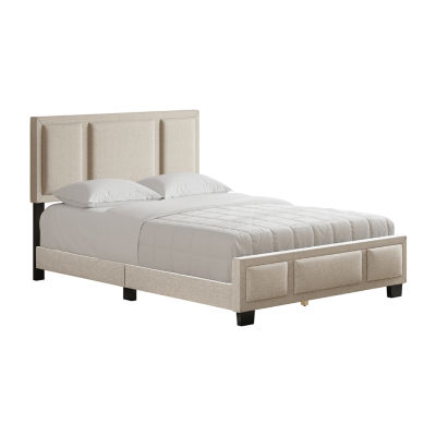 Boyd Sleep Triptych Upholstered Linen Platform Bed Frame with Adjustable Headboard