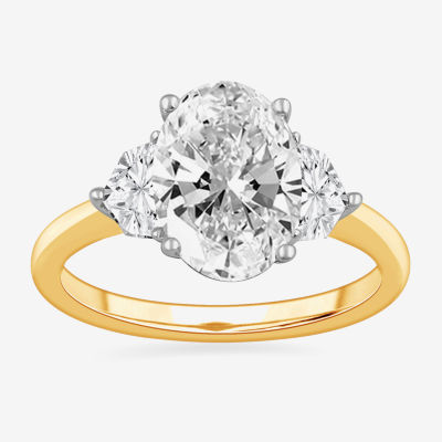 G-H / Si1-Si2) Womens 3 3/4 CT. T.W. Lab Grown White Diamond 14K Gold Oval 3-Stone Engagement Ring