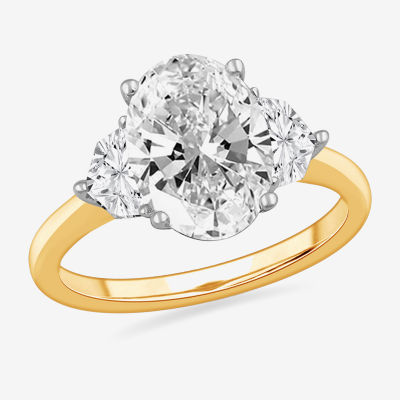 G-H / Si1-Si2) Womens 3 3/4 CT. T.W. Lab Grown White Diamond 14K Gold Oval 3-Stone Engagement Ring